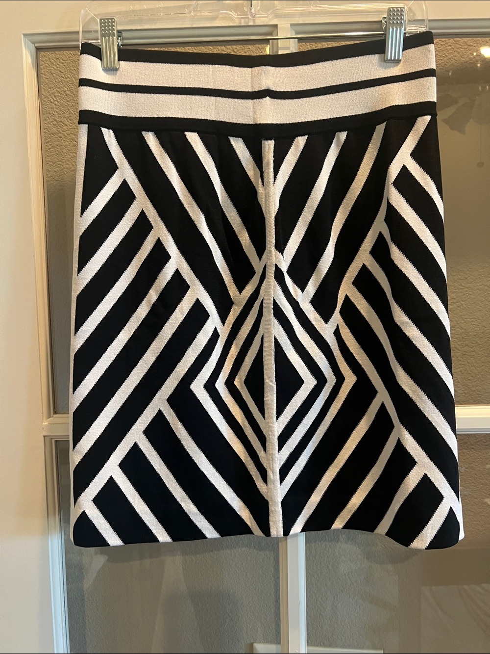Yoana Baraschi Black and White Graphic Knit Mini Skirt